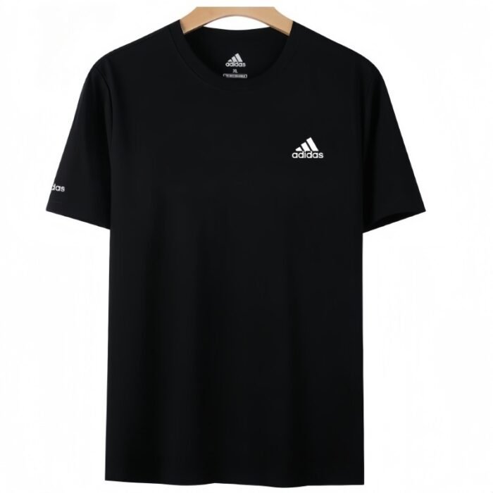 【UZ8142】adidas paxta bosilgan qisqa yenglari qora - Image 1