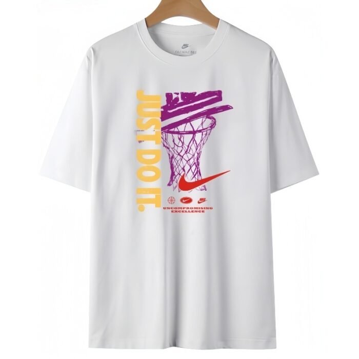 【UZ8082】nike sof paxta bosilgan qisqa yenglari oq - 图片 1