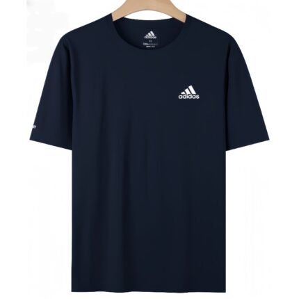 【UZ8146】adidas paxta bosilgan qisqa yengli to'q ko'k