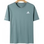 【UZ8113】adidas paxta bosilgan qisqa yengli kulrang yashil