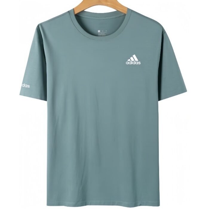 【UZ8113】adidas paxta bosilgan qisqa yengli kulrang yashil - 图片 1