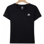 【UZ8165B】adidas toza paxta bosilgan qisqa yengli qora ayollar kiyimi