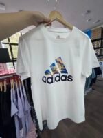 【UZ8105】adidas paxta bosilgan qisqa yenglari oq - 图片 2