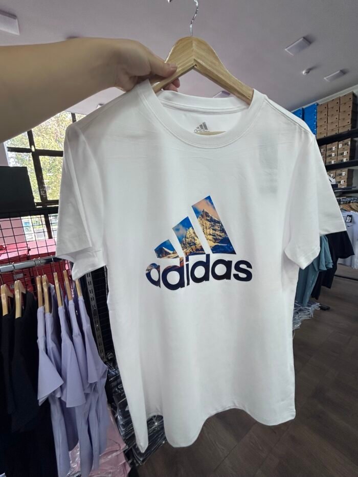 【UZ8105】adidas paxta bosilgan qisqa yenglari oq - 图片 2