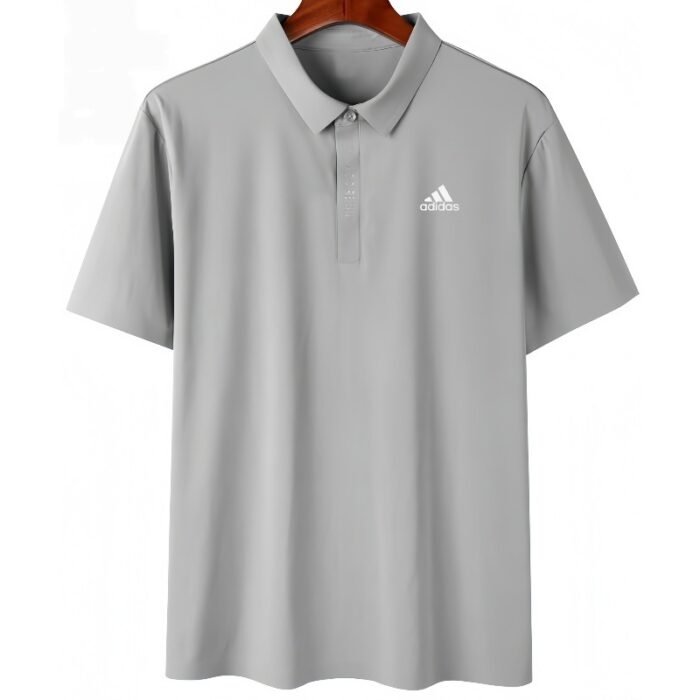 【UZ8280】adidas spaxta bosilgan polo qisqa yengli kulrang - Image 1