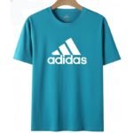 【UZ8222】adidas paxta bosilgan qisqa yengli turkuaz ko'k