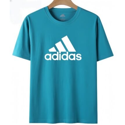 【UZ8222】adidas paxta bosilgan qisqa yengli turkuaz ko'k