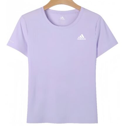 【UZ8165B】adidas paxta bosilgan qisqa yengli binafsharang ayollar