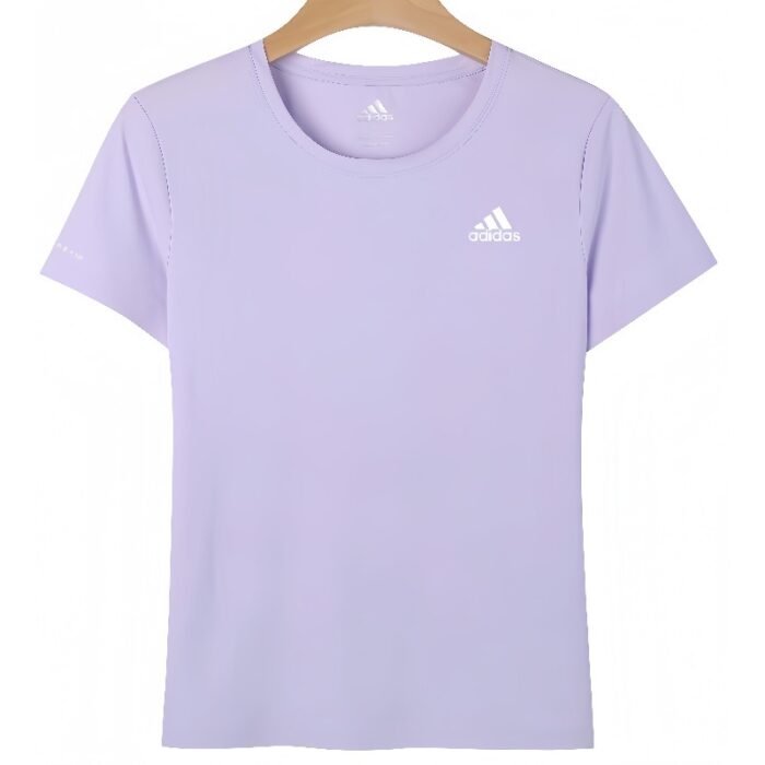 【UZ8165B】adidas paxta bosilgan qisqa yengli binafsharang ayollar - Image 1