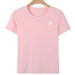 【UZ8165B】adidas toza paxta bosilgan qisqa yengli pushti ayollar