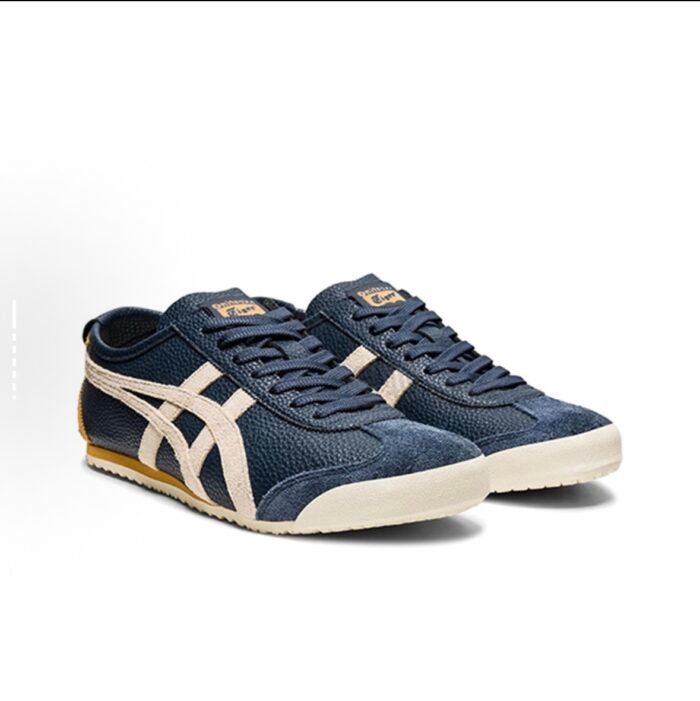 8812Onitsuka Tiger MEXICO 66 matodan yasalgan sintetik teri klassik rangga mos keladigan kundalik o'rash sirpanmaydigan zarbani yutuvchi aşınmaya bardoshli past-ko'k krossovkalar uniseks sariq ko'k - 图片 4
