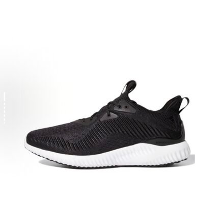 8829 adidas Alphabounce 1 Qulay mato zarbani yutuvchi sirpanmaydigan aşınmaya bardoshli, past-top erkaklar uchun ochiq poyafzal, yorqin qora va oq