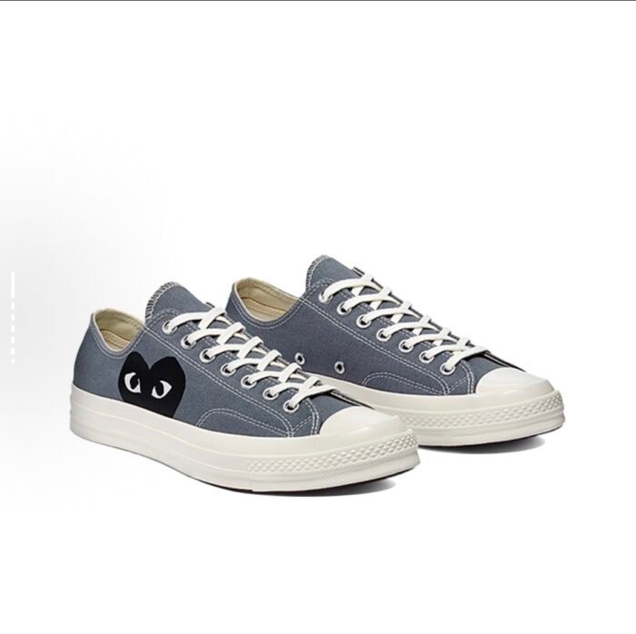 8830 CDG Play x Converse 1970-yillar Chuck Taylor All Star Kawakubo Rei Fashionable Street Past-top kanvas poyabzal Uniseks Kulrang Qora - Image 3