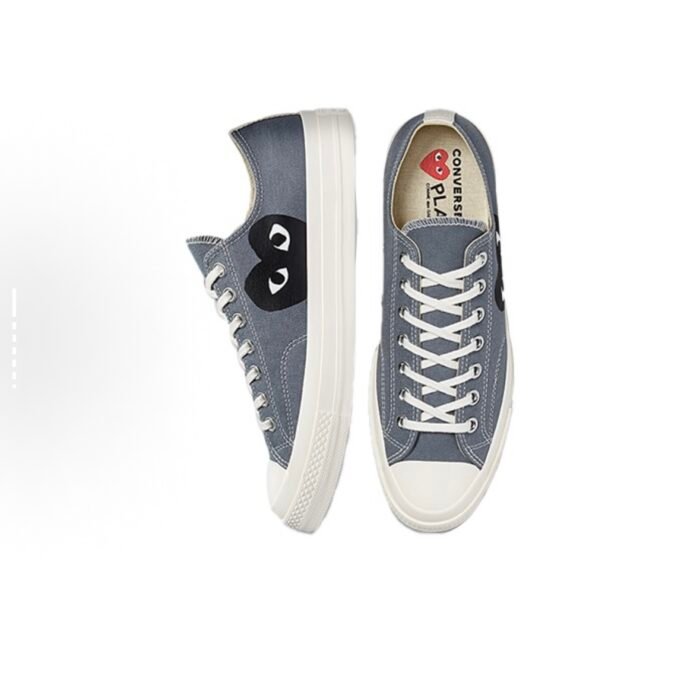 8830 CDG Play x Converse 1970-yillar Chuck Taylor All Star Kawakubo Rei Fashionable Street Past-top kanvas poyabzal Uniseks Kulrang Qora - Image 5