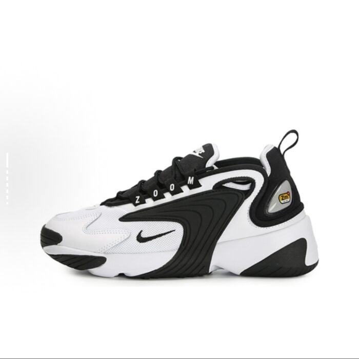【8853】 Nike Zoom 2K Air Speed Foam Sintetik charm mato sirpanmaydigan Nafas oladigan o'rta kesilgan havo yostig'i Kundalik shahar yo'nalishi bo'ylab yugurish poyabzali Ayollar qora va oq panda - 图片 1