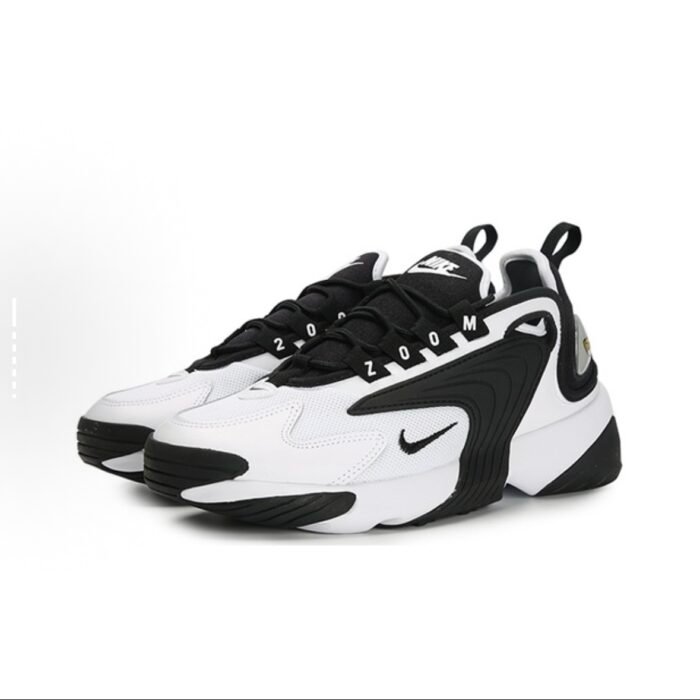【8853】 Nike Zoom 2K Air Speed Foam Sintetik charm mato sirpanmaydigan Nafas oladigan o'rta kesilgan havo yostig'i Kundalik shahar yo'nalishi bo'ylab yugurish poyabzali Ayollar qora va oq panda - 图片 3