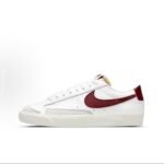 【8855】 Nike Blazer '77 "Team Red" teri sirpanmaydigan shokni yutuvchi, aşınmaya bardoshli, oq va qizil rangli, uniseks kam top krossovkalar