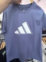 【UZ8221】adidas bosilgan qisqa yengli ko'ylak tumanli ko'k - 图片 4