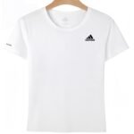 【UZ8165B】adidas toza paxta bosilgan qisqa yengli oq ayollar kiyimi