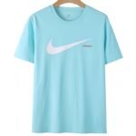 【UZ86517】nike paxta bosilgan qisqa yeng ochiq ko'k