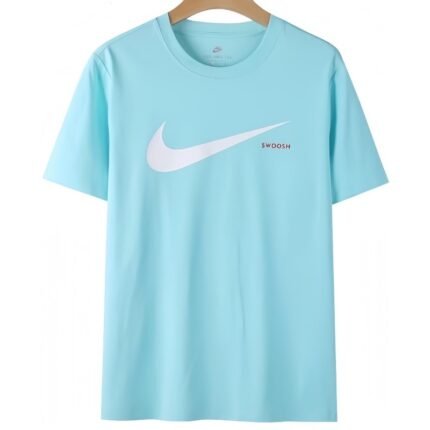 【UZ86517】nike paxta bosilgan qisqa yeng ochiq ko'k