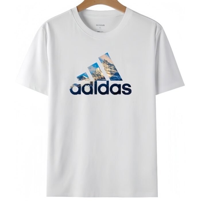 【UZ8105】adidas paxta bosilgan qisqa yenglari oq - 图片 1