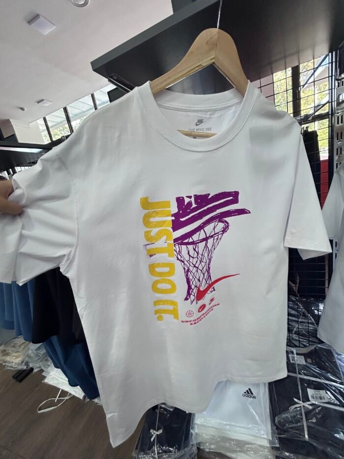 【UZ8082】nike sof paxta bosilgan qisqa yenglari oq - 图片 3