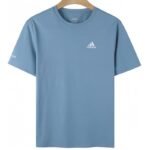 【UZ8137】adidas tez quriydigan bosilgan qisqa yengli ko'ylak ko'k rangda