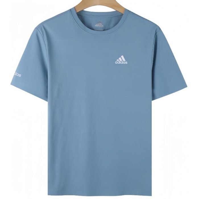 【UZ8137】adidas tez quriydigan bosilgan qisqa yengli ko'ylak ko'k rangda - 图片 1