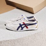 【8803】Onitsuka Tiger MEXICO 66™ Erkaklar va Ayollar uchun yozgi Retro Oltin shtamplangan kundalik oq poyabzal Oq/Toʻq Moviy - 图片 2