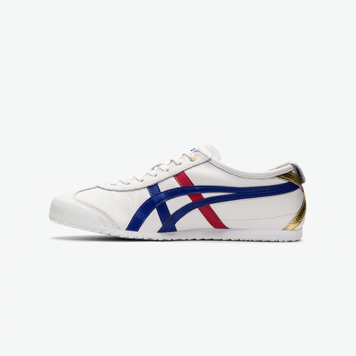 【8803】Onitsuka Tiger MEXICO 66™ Erkaklar va Ayollar uchun yozgi Retro Oltin shtamplangan kundalik oq poyabzal Oq/Toʻq Moviy - 图片 3
